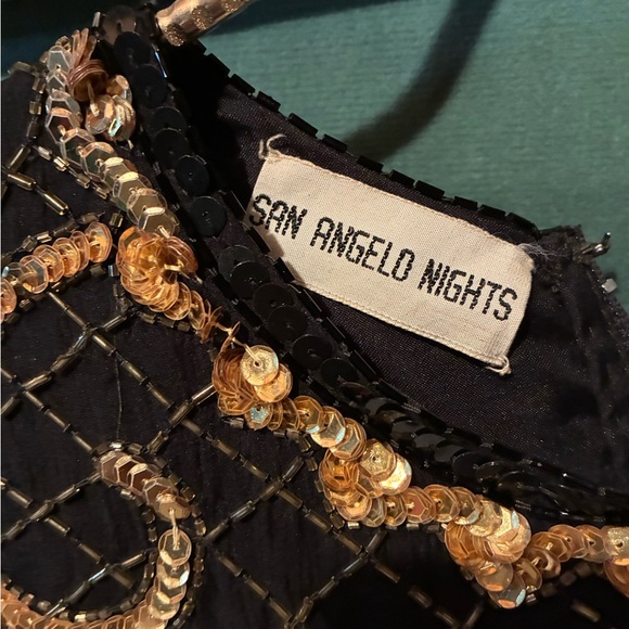 Vintage Black and Gold Embellished Dress Sz PP - Picture 3 of 6